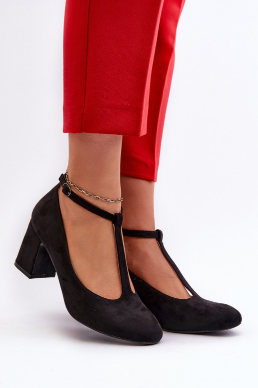 Schwarze Raniyah-Pumps aus Öko-Wildleder mit Absatz