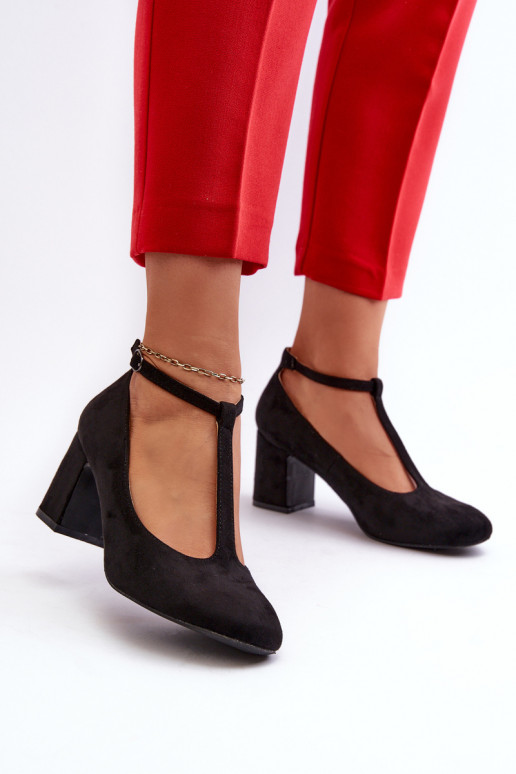 Schwarze Raniyah-Pumps aus Öko-Wildleder mit Absatz