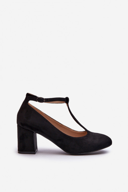 Schwarze Raniyah-Pumps aus Öko-Wildleder mit Absatz