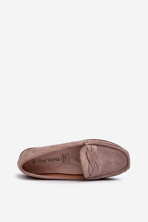 Damen-Mokassins aus Bio-Wildleder, dunkelbeige Nestalia