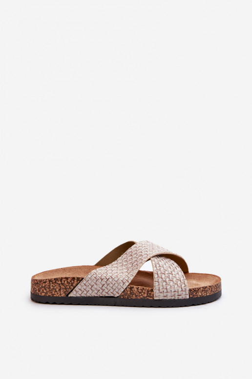 Damen-Flip-Flops mit beigem Plateau Tesolen