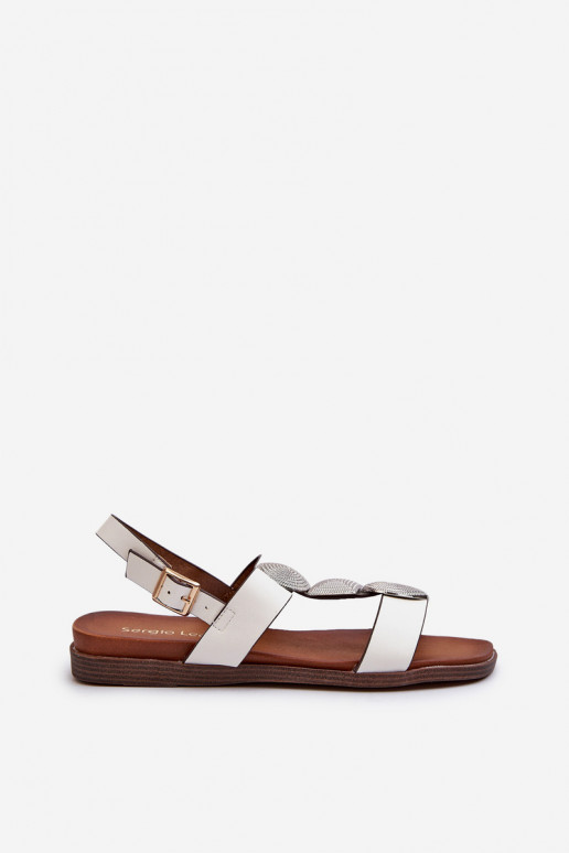 Flache Sandalen für Damen mit schönen Details Sergio Leone SK072H weiße Farbe Flache Sandalen für Damen mit schönen Details Sergio Leone SK072H weiße Farbe