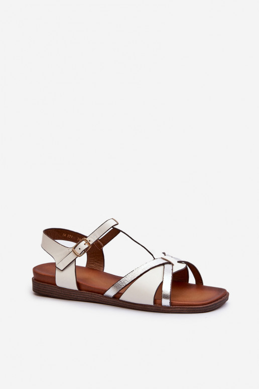 Flache Sandalen für Damen aus Öko-Leder Sergio Leone SK071H in der Farbe Weiß