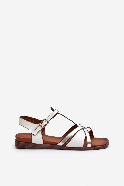 Flache Sandalen für Damen aus Öko-Leder Sergio Leone SK071H in der Farbe Weiß