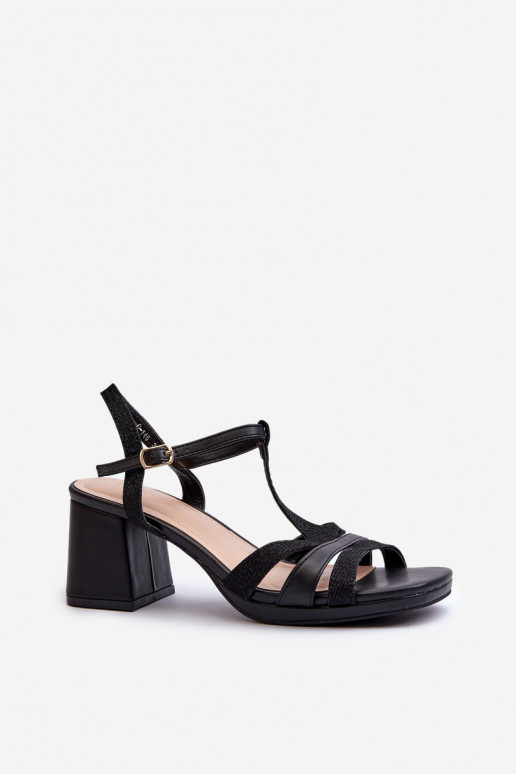 Damen-Sandalen mit hohen Absätzen aus Öko-Leder in der Farbe Schwarz Lyana