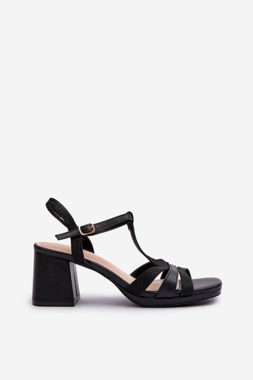 Damen-Sandalen mit hohen Absätzen aus Öko-Leder in der Farbe Schwarz Lyana