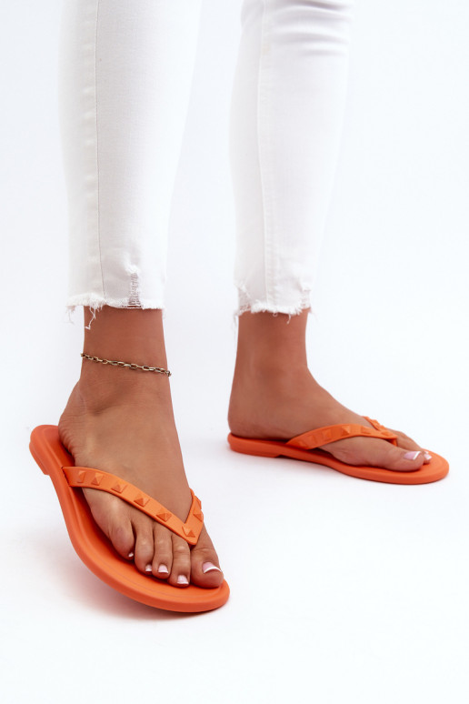 Plattfüßige Elastyczne-Hausschuhe JJ285254 orange Farbe