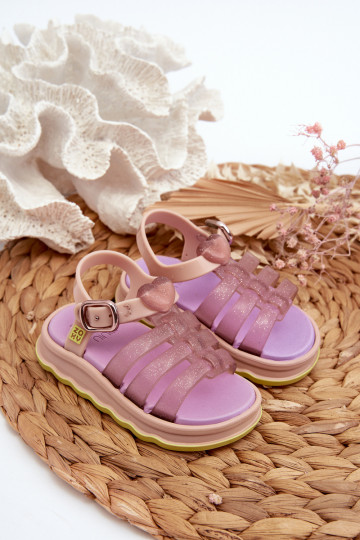 Kindersandalen mit Klebeverschlüssen NN385020 Lila Farbe