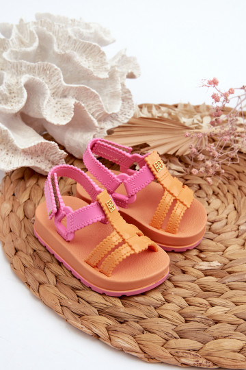 Kindersandalen mit Klebeverschlüssen LL385026 in der Farbe Orange