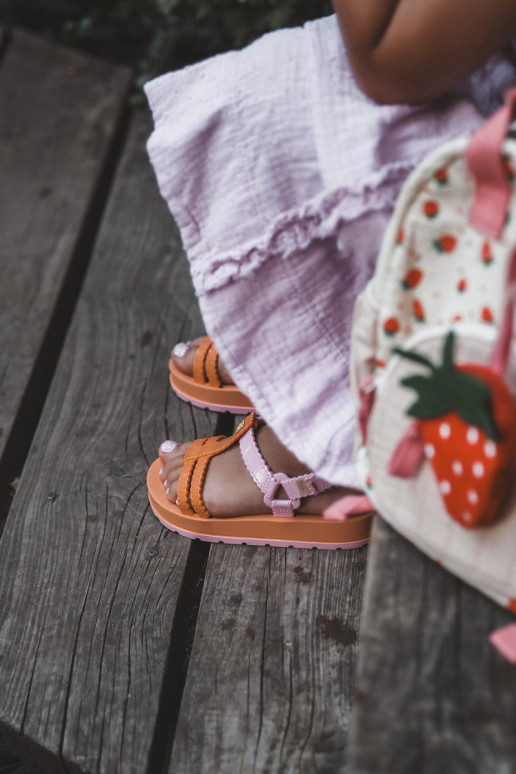 Kindersandalen mit Klebeverschlüssen LL385026 in der Farbe Orange