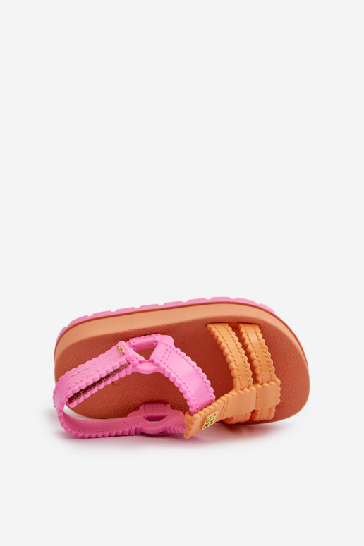 Kindersandalen mit Klebeverschlüssen LL385026 in der Farbe Orange