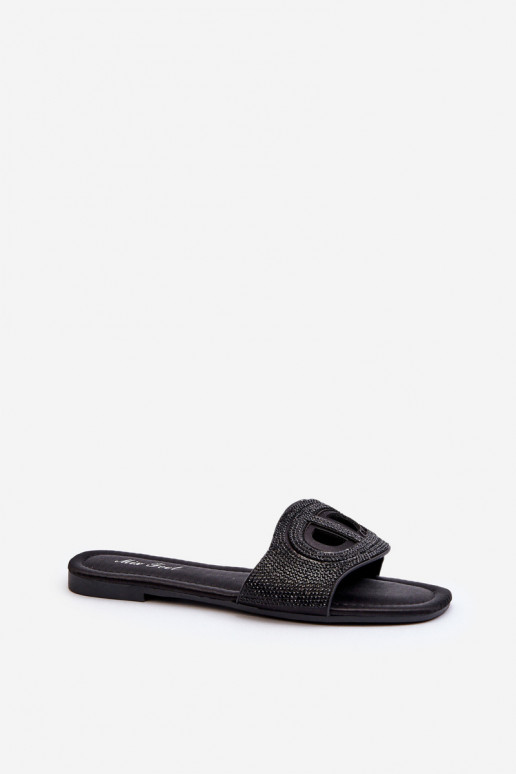 Damen-Flip-Flops mit weitem Absatz in schwarzem Dimrose Damen-Flip-Flops mit weitem Absatz in schwarzem Dimrose