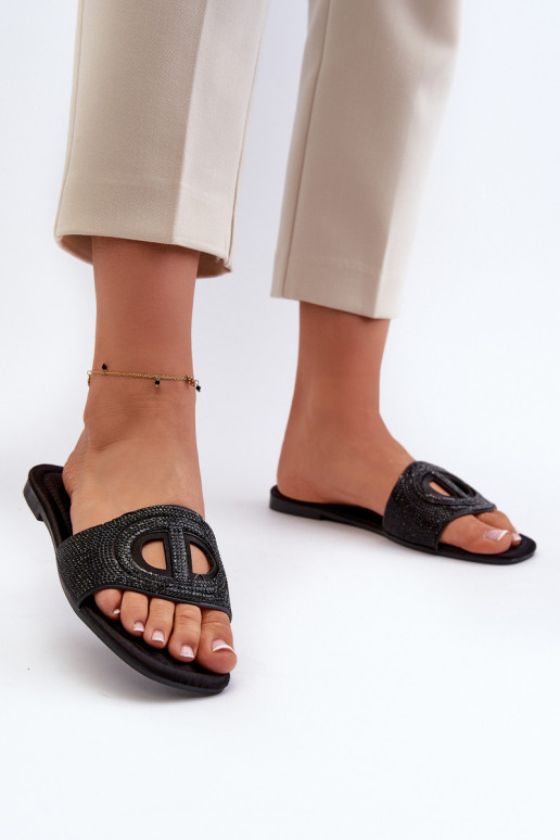 Damen-Flip-Flops mit weitem Absatz in schwarzem Dimrose Damen-Flip-Flops mit weitem Absatz in schwarzem Dimrose