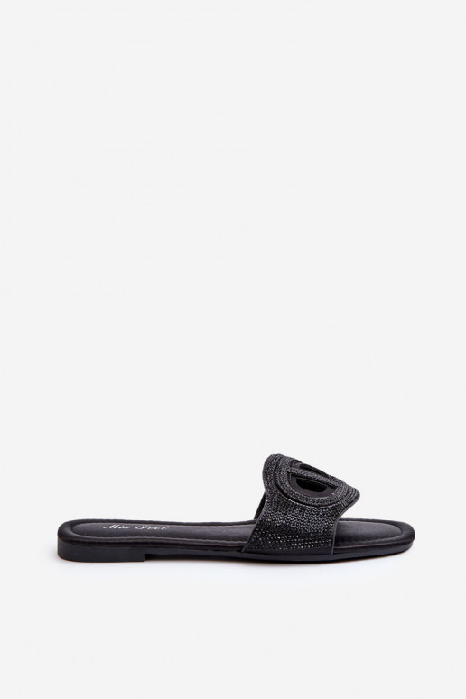 Damen-Flip-Flops mit weitem Absatz in schwarzem Dimrose Damen-Flip-Flops mit weitem Absatz in schwarzem Dimrose