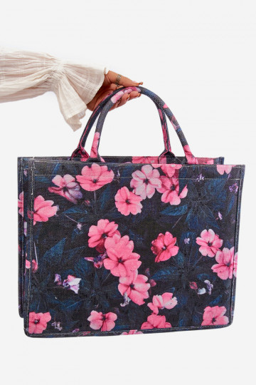 Handtasche mit Blumen Schwarz und Rosa Mooch 2