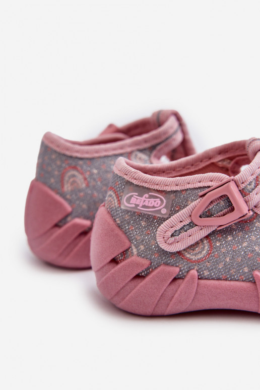 Bequeme Hausschuhe für Kinder BEFADO 110N490 grau-rosa Farbe Bequeme Hausschuhe für Kinder BEFADO 110N490 grau-rosa Farbe