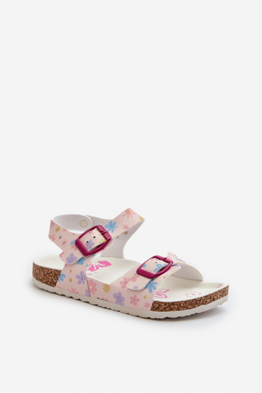 Sandalen für Kinder mit Blumen und Schnallen in der Farbe Rosa von Memoria Sandalen für Kinder mit Blumen und Schnallen in der Farbe Rosa von Memoria