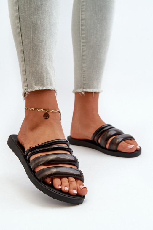 Flache Gummipantoffeln für Damen 26727 Ipanema Puffer Tiras Fem schwarze Farbe Flache Gummipantoffeln für Damen 26727 Ipanema Puffer Tiras Fem schwarze Farbe