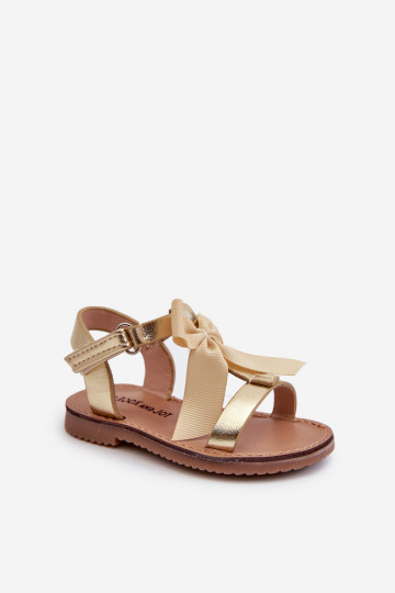Sandalen für Kinder mit Bändern und Klebeverschlüssen in der Farbe Gold Joratia 2