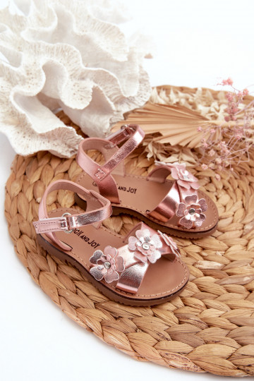 Sandalen Kinder Ozdobione mit Blumenmotiven mit Klebeverschlüssen rosa Fagossa