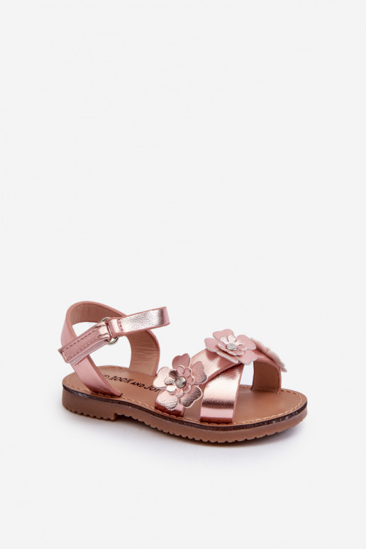 Sandalen Kinder Ozdobione mit Blumenmotiven mit Klebeverschlüssen rosa Fagossa