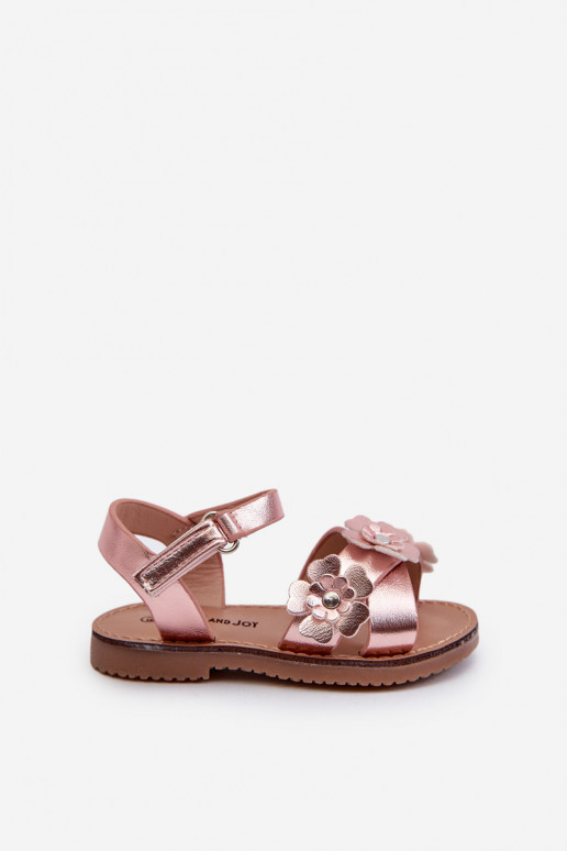 Sandalen Kinder Ozdobione mit Blumenmotiven mit Klebeverschlüssen rosa Fagossa