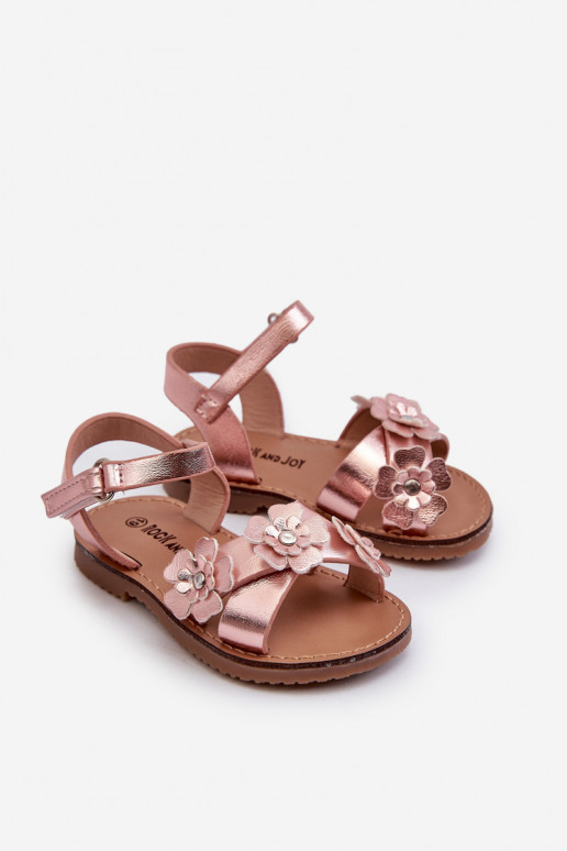Sandalen Kinder Ozdobione mit Blumenmotiven mit Klebeverschlüssen rosa Fagossa