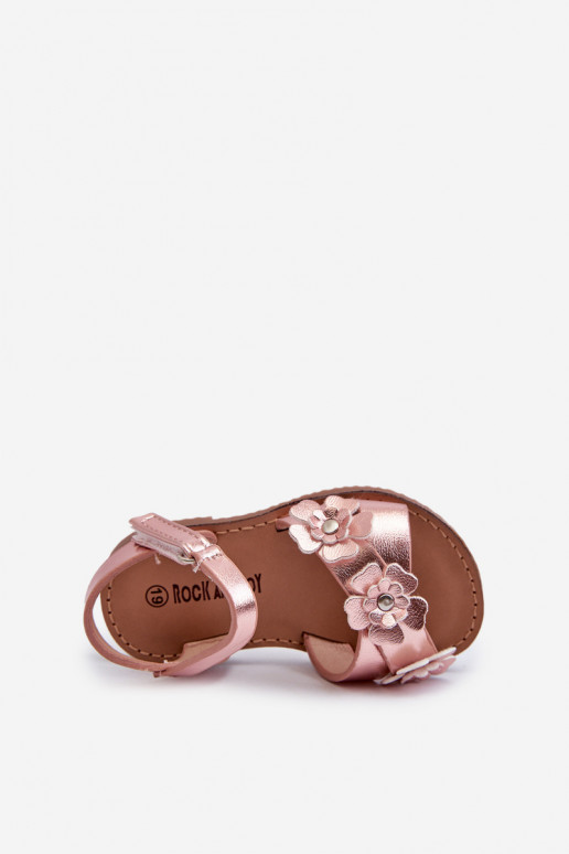 Sandalen Kinder Ozdobione mit Blumenmotiven mit Klebeverschlüssen rosa Fagossa