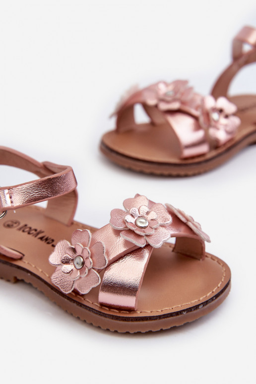 Sandalen Kinder Ozdobione mit Blumenmotiven mit Klebeverschlüssen rosa Fagossa