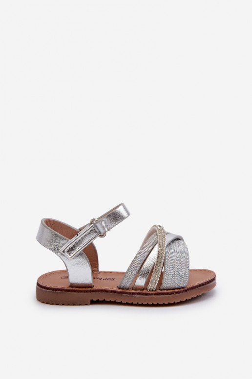 mit Glanz Kindersandalen mit Klebeverschlüssen, silberfarben Delphina