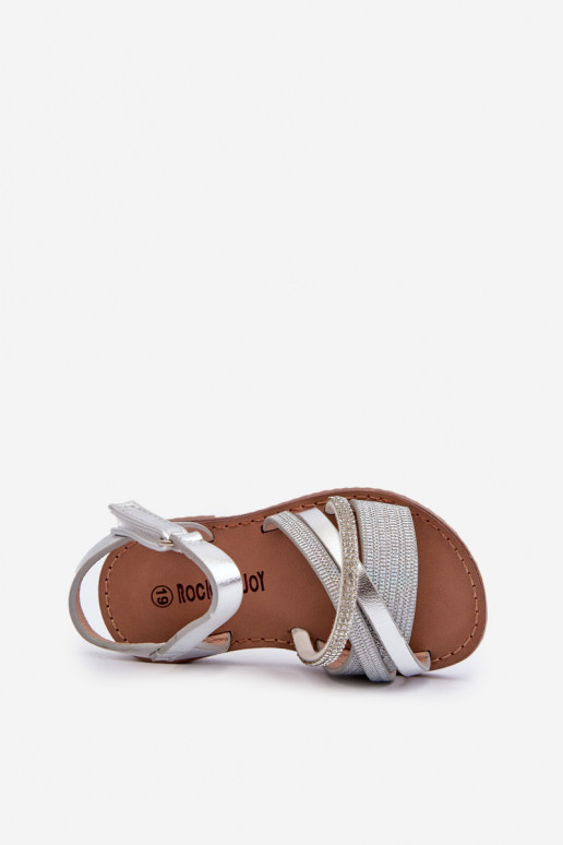 mit Glanz Kindersandalen mit Klebeverschlüssen, silberfarben Delphina
