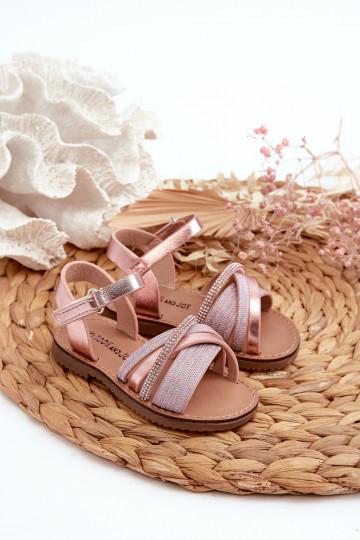 mit Glanz Kindersandalen mit Klebeverschlüssen rosa Delphina
