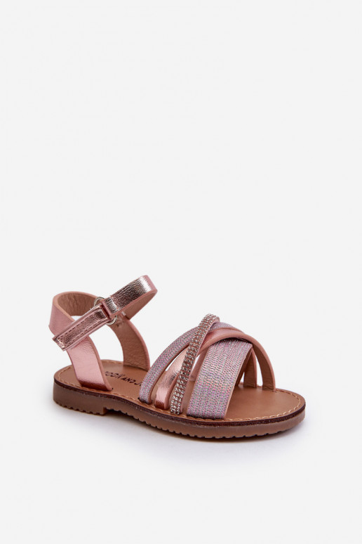 mit Glanz Kindersandalen mit Klebeverschlüssen rosa Delphina