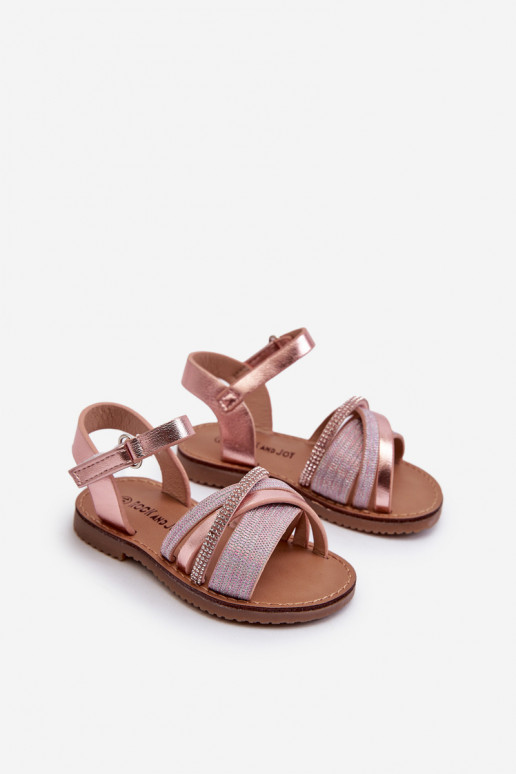 mit Glanz Kindersandalen mit Klebeverschlüssen rosa Delphina mit Glanz Kindersandalen mit Klebeverschlüssen rosa Delphina