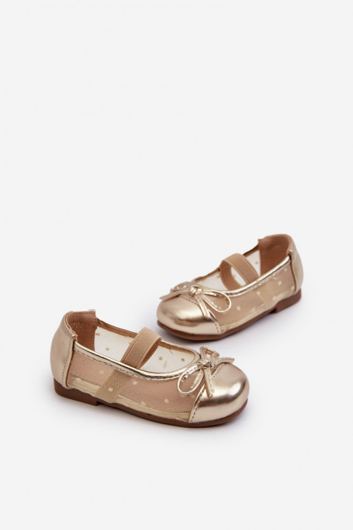 Ballerinas für Kinder mit Bändern in goldener Farbe von Jellema
