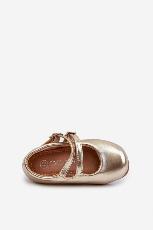 Ballerinas für Kinder mit Trägern, goldfarben Margenis