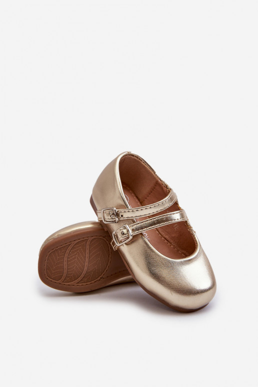 Ballerinas für Kinder mit Trägern, goldfarben Margenis