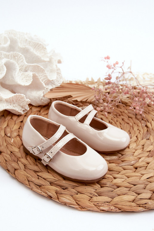mit Lackeffekt-Ballerinas Kinder mit Trägern beige Margenis