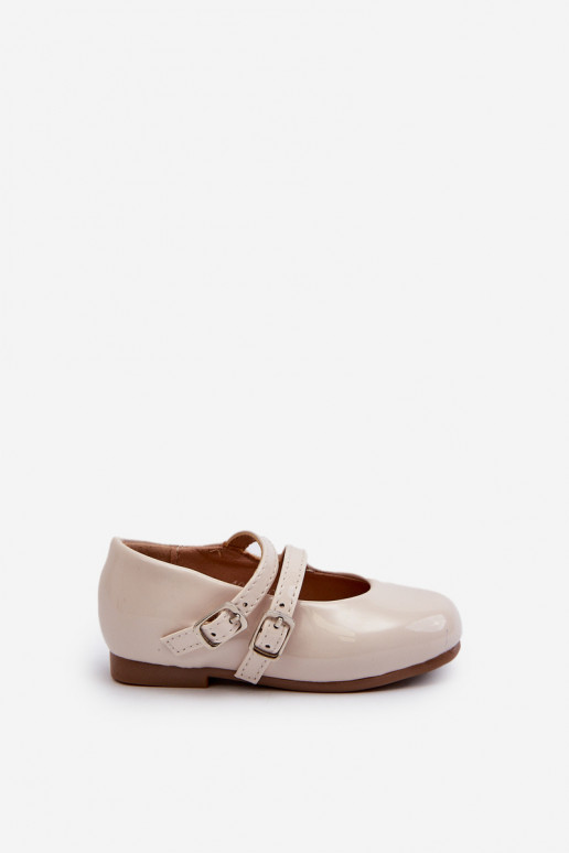 mit Lackeffekt-Ballerinas Kinder mit Trägern beige Margenis mit Lackeffekt-Ballerinas Kinder mit Trägern beige Margenis