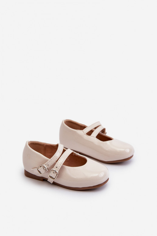 mit Lackeffekt-Ballerinas Kinder mit Trägern beige Margenis mit Lackeffekt-Ballerinas Kinder mit Trägern beige Margenis