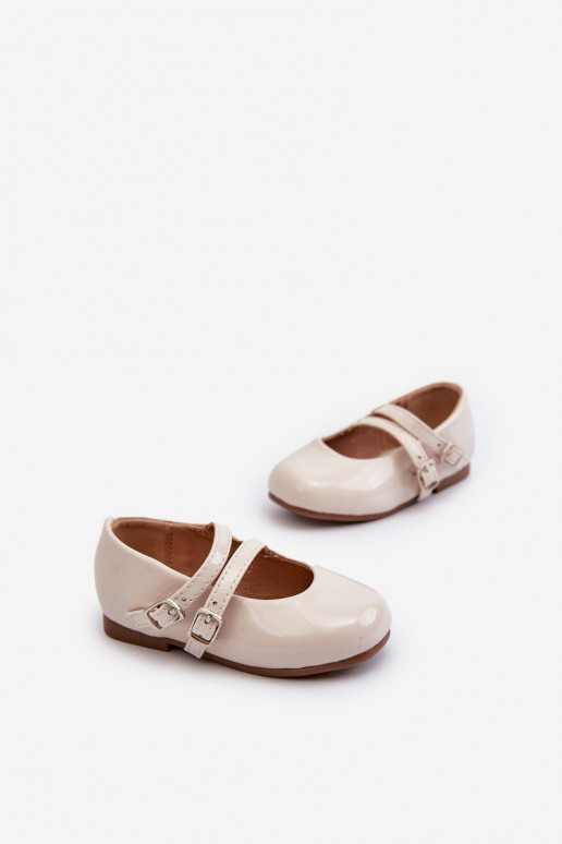 mit Lackeffekt-Ballerinas Kinder mit Trägern beige Margenis mit Lackeffekt-Ballerinas Kinder mit Trägern beige Margenis