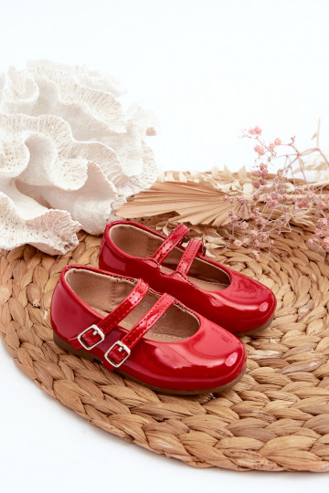 Ballerinas für Kinder mit Lackeffekt und Trägern in der roten Farbe Margenis