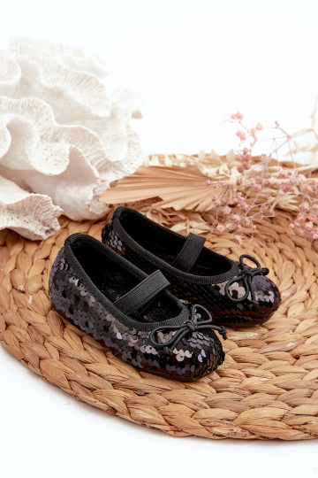 Ballerinas für Kinder Ozdobione Cekinami schwarze Farbe Weries