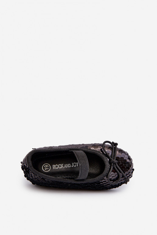 Ballerinas für Kinder Ozdobione Cekinami schwarze Farbe Weries Ballerinas für Kinder Ozdobione Cekinami schwarze Farbe Weries