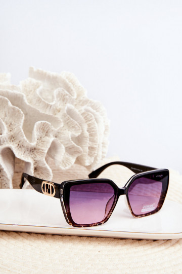 Sonnenbrille Damen mit ausgefallenem Detailm UV400 in Schwarz und Braun