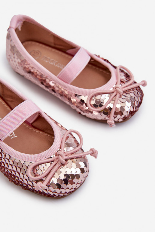 Ballerinas für Kinder Ozdobione Pekinami rosa Farbe Weries