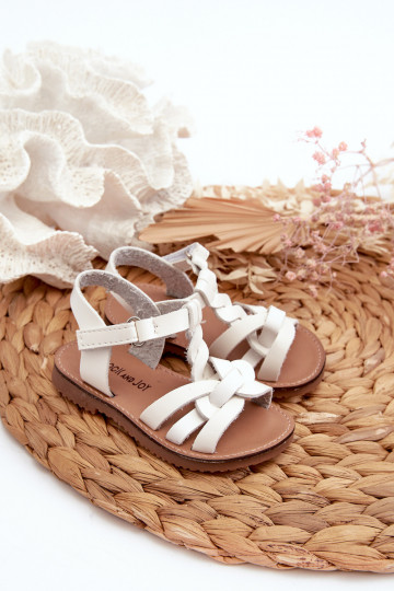 Kindersandalen mit Klebeverschlüssen in der Farbe Weiß Marimona