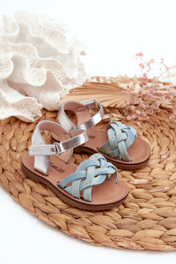 Sandalen Kinder mit Klebeverschlüssen Z Przeplatającymi Się Paseczkami blaue Farbe Dianttha