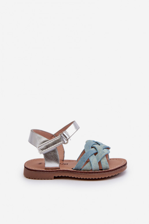 Sandalen Kinder mit Klebeverschlüssen Z Przeplatającymi Się Paseczkami blaue Farbe Dianttha