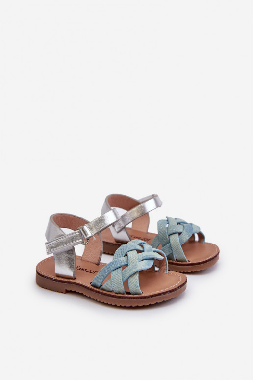 Sandalen Kinder mit Klebeverschlüssen Z Przeplatającymi Się Paseczkami blaue Farbe Dianttha